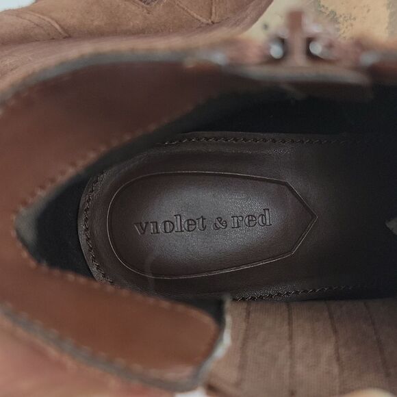 Violet & Red Wedge Brown Suede Leather Women's Ankle Boots - Picture 15 of 16